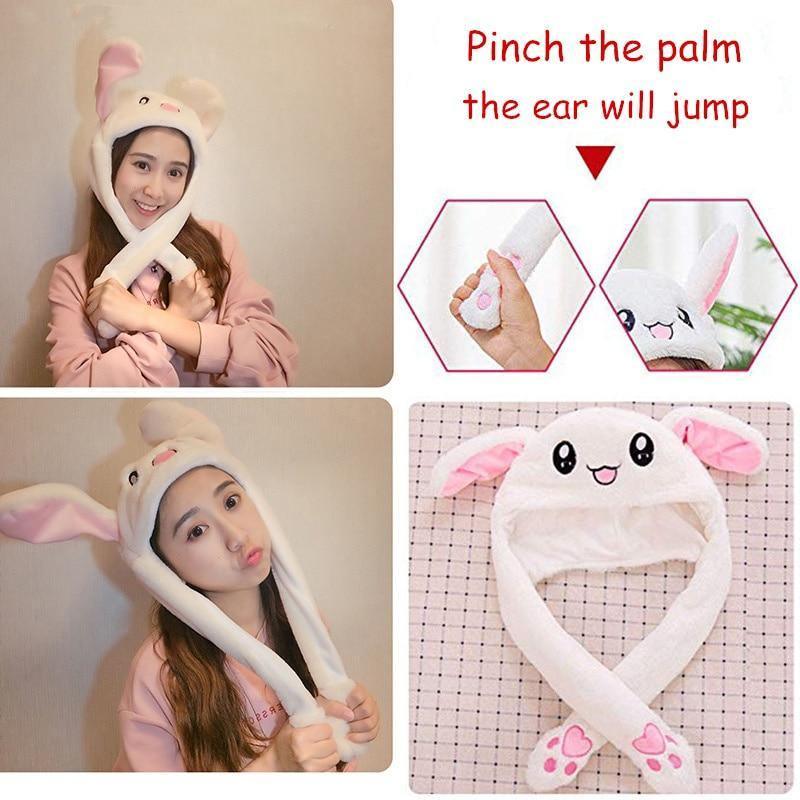 Moderne Élégant Hiver Intéressant Filles Animaux Chapeaux Oreilles Mobiles Sautants Enfants et Adultes Femmes Chaud Lapin Bonnets d'Hiver au Design Moderne