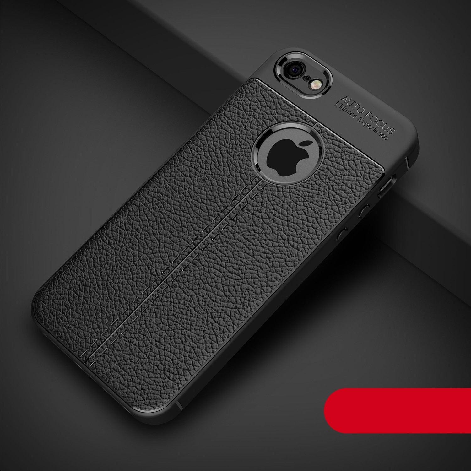 Coque arrière souple en silicone et cuir pour iPhone 6, étui antichoc pour iPhone, coque souple en cuir de luxe pour iPhone 5s, étui de luxe noir pour homme d'affaires pour iPhone