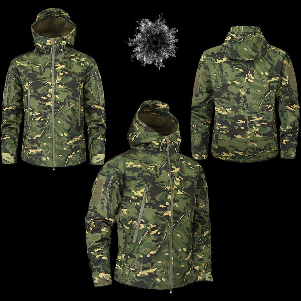 Veste Camouflage Homme Verte Automne Blouson Léger Imperméable Vêtement Tactique Coupe-Vent Camouflage Homme Veste de Neige d'extérieur Respirante