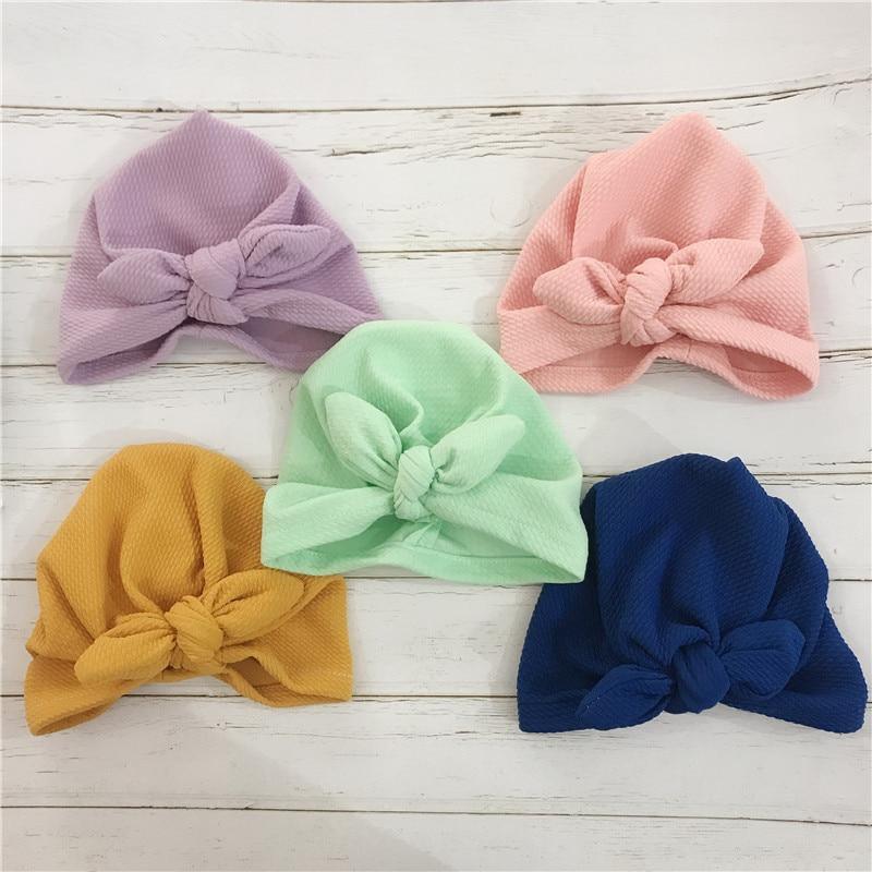 Bonnets de bébé faits à la main avec oreilles de lapin pour nourrissons et jeunes enfants, filles, chapeau bohème, bonnet, écharpe, turban, bandeau pour filles, bébés