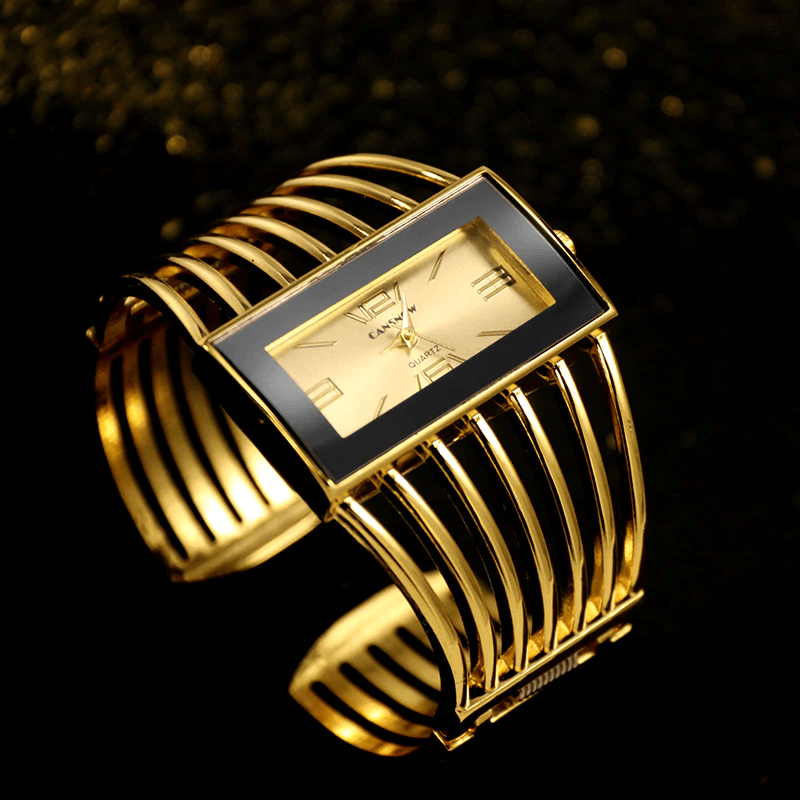 Montre élégante pour femme, de luxe, à la mode, bracelet jonc en or rose, montre habillée pour femme, horloge féminine, montre-bracelet Saati pour femmes et filles