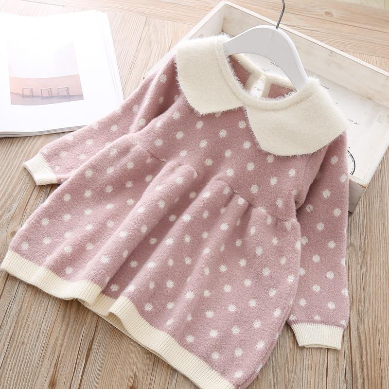 Vêtements tricotés chauds d'hiver en coton moderne pour bébés et tout-petits, hauts et robes pour filles