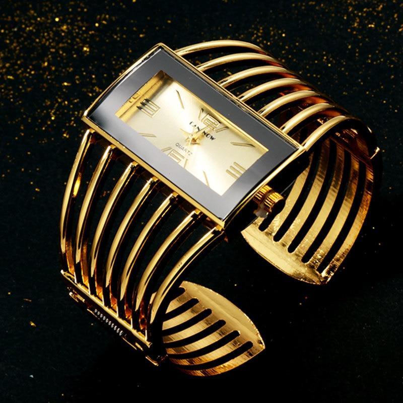 Montre élégante pour femme, de luxe, à la mode, bracelet jonc en or rose, montre habillée pour femme, horloge féminine, montre-bracelet Saati pour femmes et filles