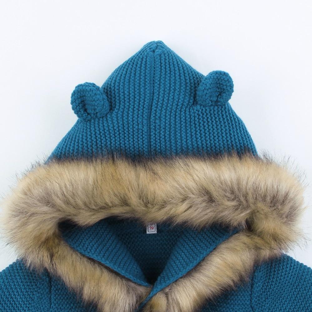 Gilet Moderne Tricoté Chaud d'Hiver à Manches Longues et Capuche pour Nouveau-né, Combinaison Veste et Manteau