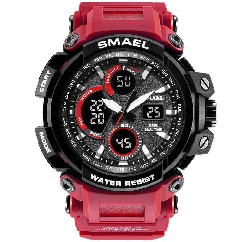 Montre homme rouge sport moderne étanche 50m avec affichage numérique LED style militaire Armi Relogio Masculino