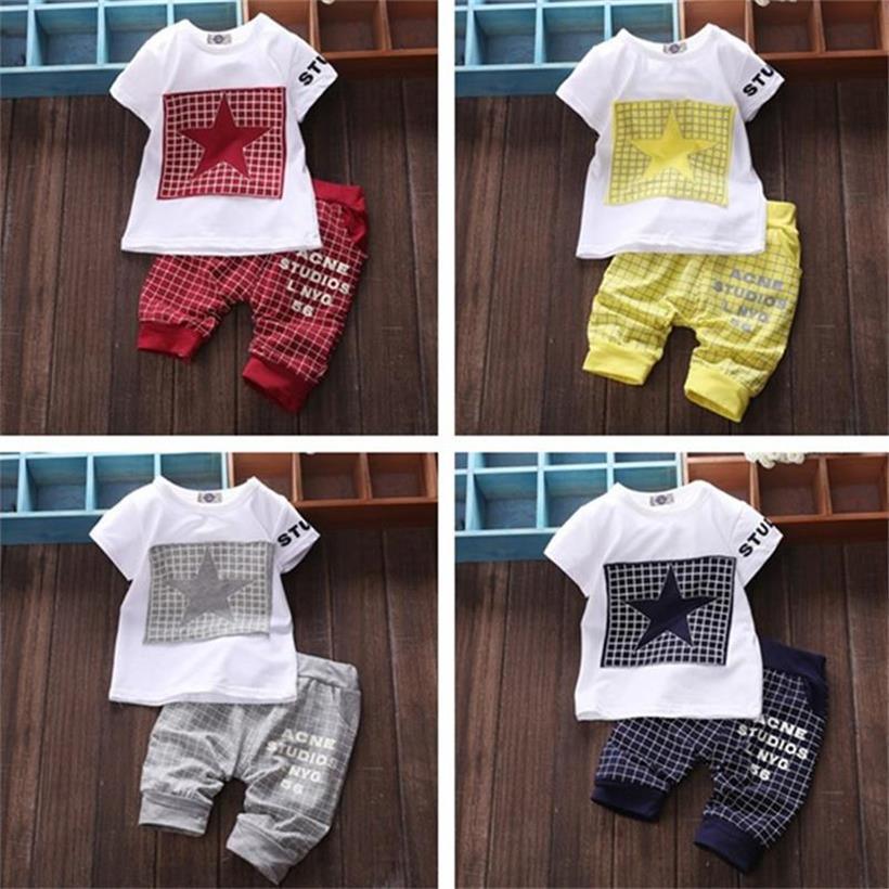 Vêtements pour bébé garçon Hiver Enfants Ensembles de Vêtements T-shirt Pantalon Costume Vêtements Imprimé Étoile Nouveau-né Pour Garçons