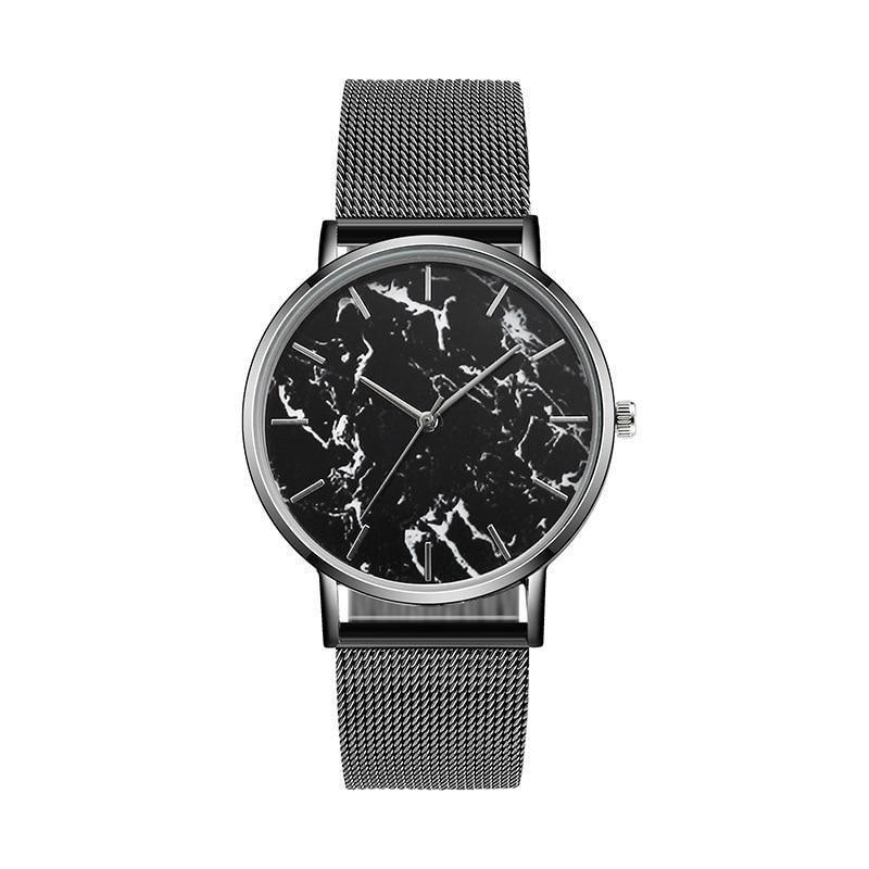 Mode Or Rose Maille Bande Créative Marbre Montre-Bracelet Féminine Montres À Quartz De Luxe Pour Femmes Cadeaux Pour Femmes Et Filles