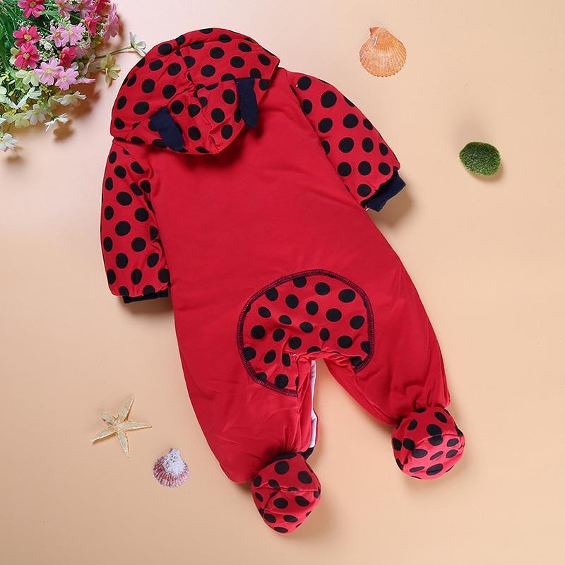 Grenouillères d'automne et d'hiver chaudes pour bébés filles garçons, combinaisons à capuche épaisses et mignonnes en dessin animé pour bébés au design moderne