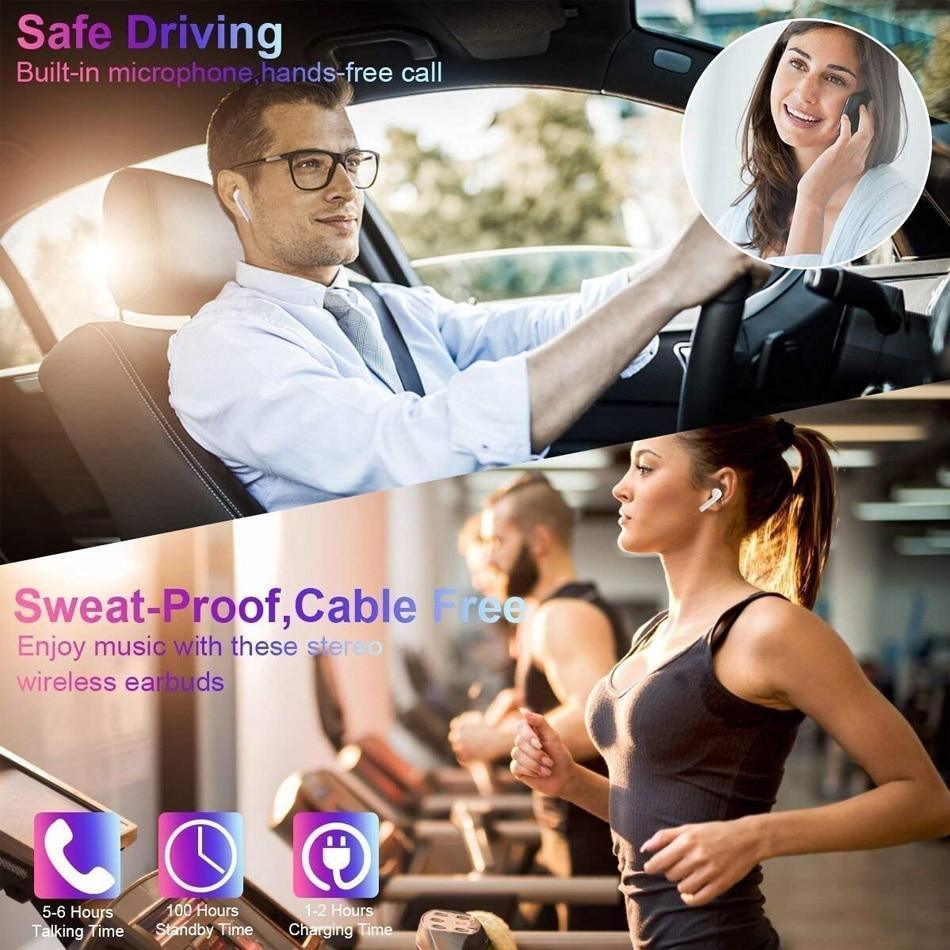 Écouteurs sans fil modernes de luxe STEVVEX Bluetooth 5.0 intra-auriculaires stéréo, oreillettes de sport, casque mains libres, appel binaural pour téléphones portables