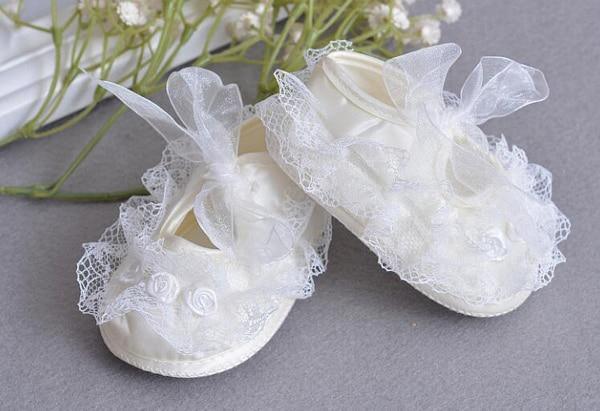 Chaussures de Princesse pour Bébé Filles à Fleurs Blanches Élégantes de Luxe de Haute Qualité à Semelle Souple et Légère
