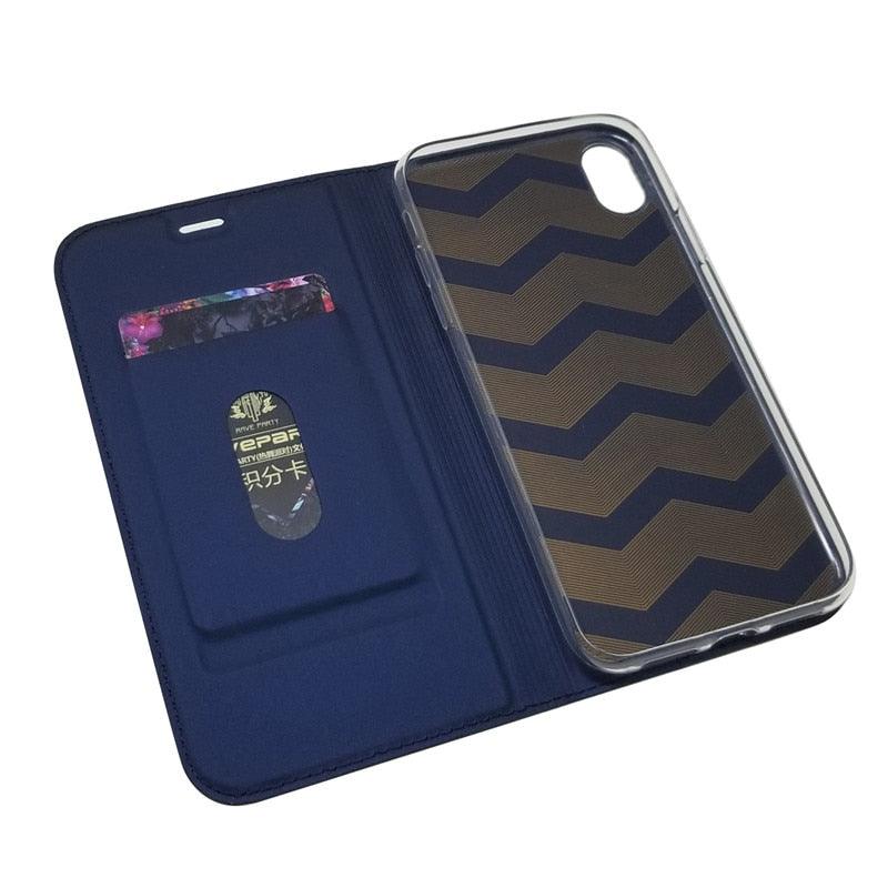 Coque légère et simple pour iPhone XS pour iPhone XS Max X XR 6S 5S 7 8 Plus 11 Pro Max Étui portefeuille de luxe à rabat magnétique en cuir PU avec fermeture magnétique Coque de protection intégrale pour iPhone