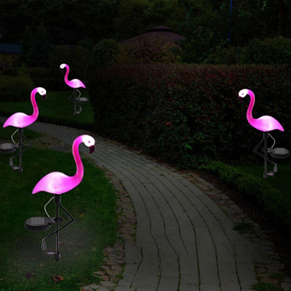 ENSEMBLE DE 3 LAMPES SOLAIRES LED MODERNES Flamant Rose Pour Jardin Et Cour Avec Station De Base – Éclairage Décoratif Pour Allée, Chemin Et Paysage