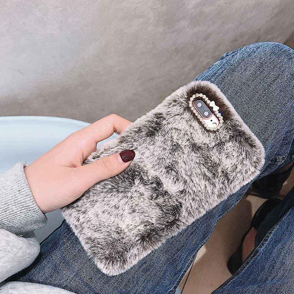Étui cadeau Fashion Lady pour iPhone 14 13 12 XS Max XR X 11 Pro Max SE Coque chaude en fourrure duveteuse pour iPhone 6 7 8 Plus Coque de téléphone Housse arrière de protection en fourrure duveteuse