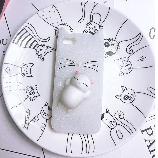 Coque de téléphone portable en silicone souple pour chat, coque arrière pour iPhone 6 6S 7 8 Plus X, motif ours mignon, coque de téléphone portable en forme de phoque 3D, étui en silicone pour iPhone 5S SE 8 Plus