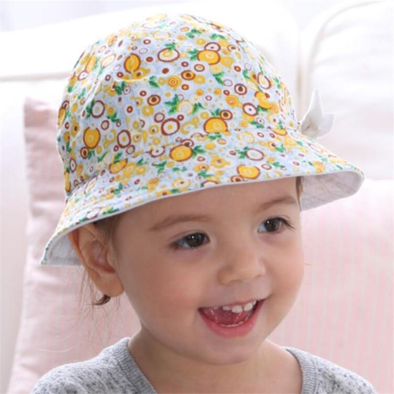 Chapeau de soleil moderne pour bébé fille, en coton, casquette pour enfant avec nœud papillon et imprimé floral, bob réversible