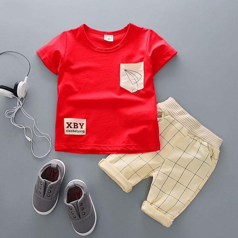 Ensemble T-shirt et short à la mode en coton avec motif de dessin animé pour nouveau-né garçon, vêtements d'extérieur d'été