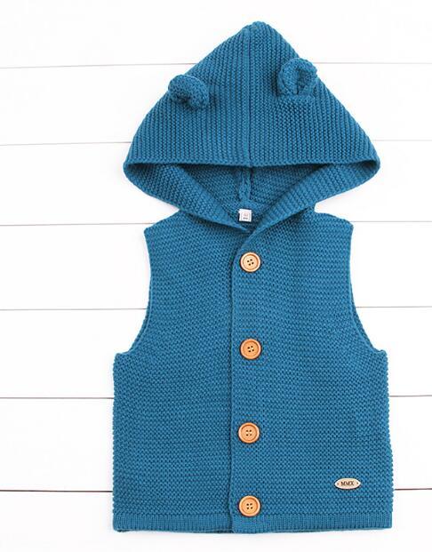 Gilet Moderne Tricoté Chaud d'Hiver à Manches Longues et Capuche pour Nouveau-né, Combinaison Veste et Manteau