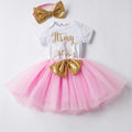 Tenues de premier anniversaire pour bébé, tutu en tulle pour fête d'un an, robe de baptême moelleuse rose pour fillettes