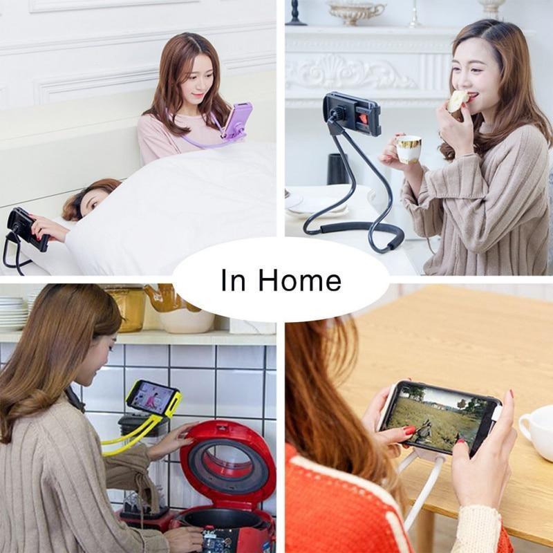 Support de téléphone portable universel flexible à suspendre au cou, support paresseux, support de lit à 360 degrés