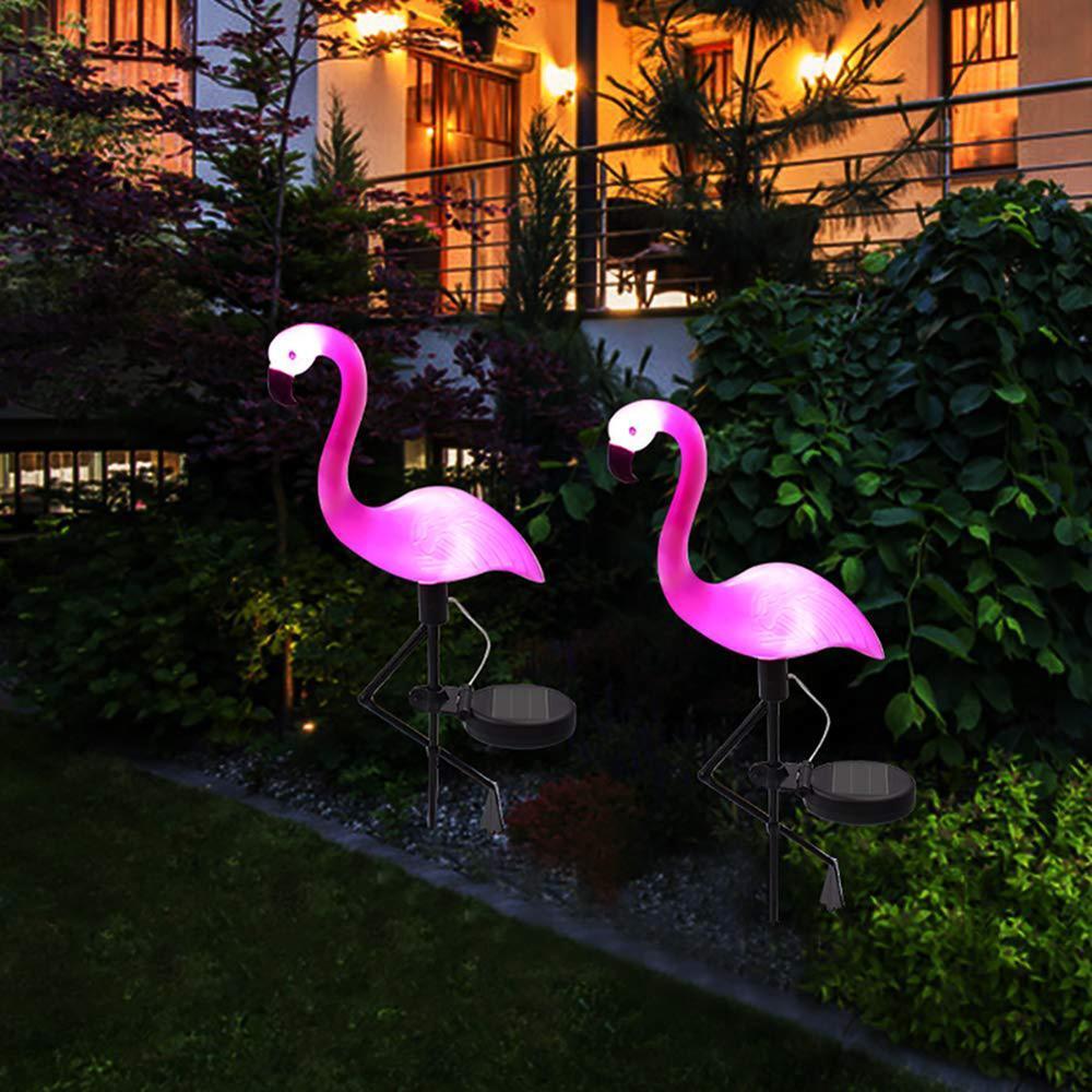 ENSEMBLE DE 3 LAMPES SOLAIRES LED MODERNES Flamant Rose Pour Jardin Et Cour Avec Station De Base – Éclairage Décoratif Pour Allée, Chemin Et Paysage