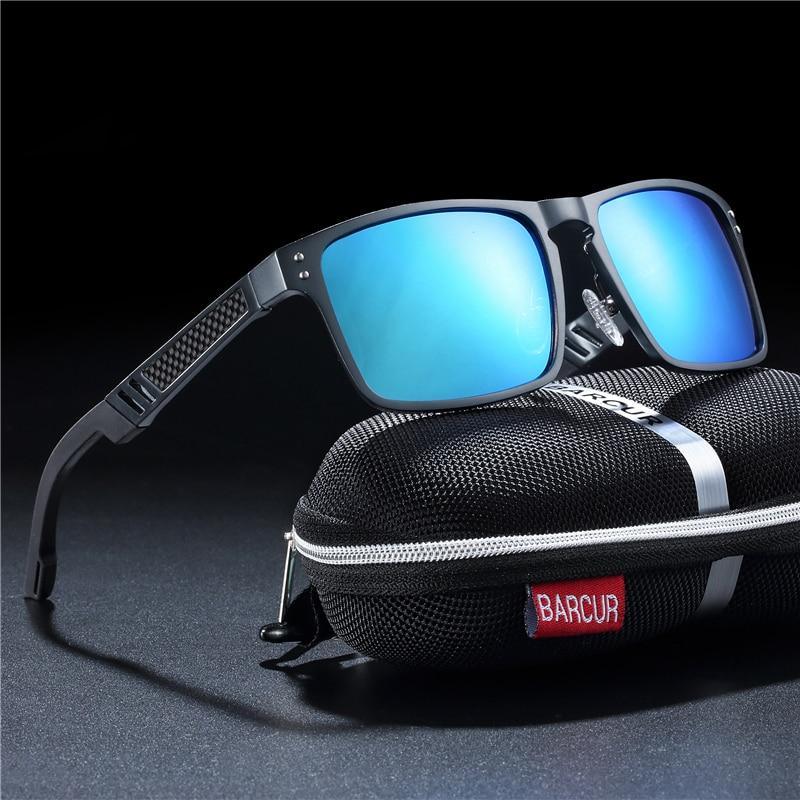 Lunettes de soleil de sport de luxe tendance en aluminium et magnésium pour homme – Lunettes de soleil polarisées pour homme avec protection UV400 – Oculus de sol