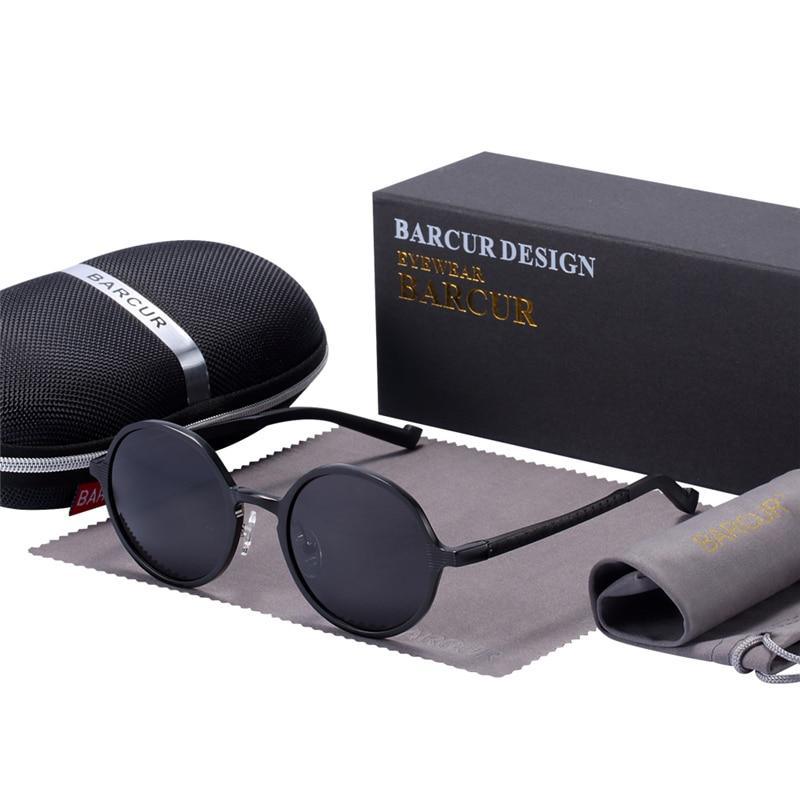 Lunettes de soleil rondes de luxe polarisées universelles rétro modernes avec monture en métal de haute qualité et protection UV400