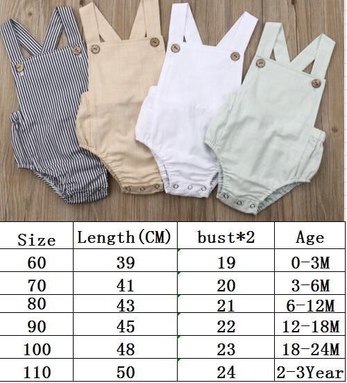 Bébé nouveau-né garçon/fille barboteuse d'été combinaison boutonnée rayée décontractée sans manches dos nu tenues unies vêtements pour filles