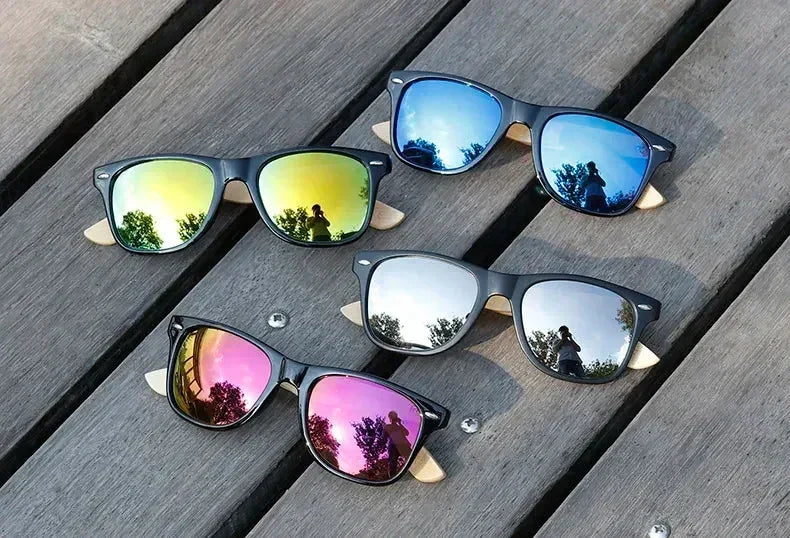 Ralferty Lunettes de soleil rétro en bois pour hommes, lunettes de soleil en bambou pour femmes, marque sport, miroir, UV400, lunettes de soleil homme, lunette, oculos