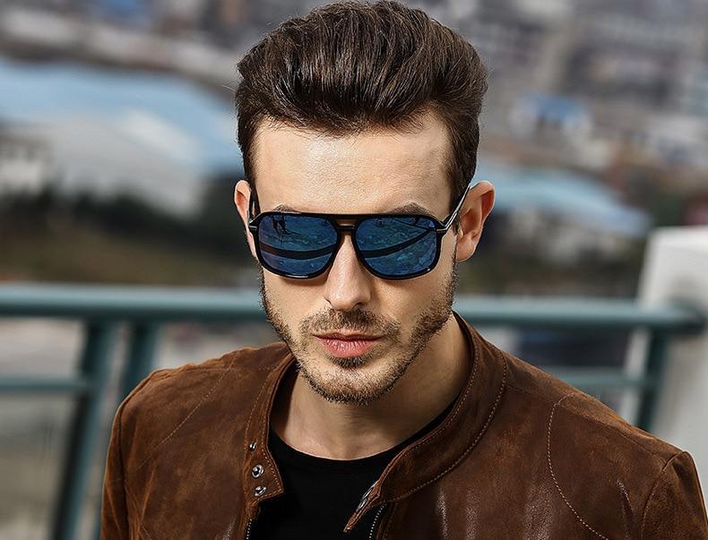 Lunettes de soleil de luxe polarisées pour hommes, miroir oversize, pour la conduite, de marque, créateur, protection UV400