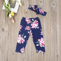 Pantalon d'été de luxe moderne pour bébés filles à motif floral avec bandeau Nouveau-né Enfants Filles Bas floraux Pantalons longs Pantalons à motif floral pour filles avec nœud