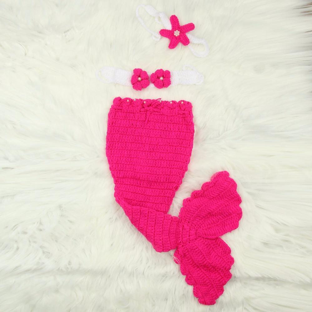 Bébé Chapeau Sirène Nouveau-né Accessoires Photographie Filles Bonnet Tricoté Crocheté Fait Main Design Princesse Moderne