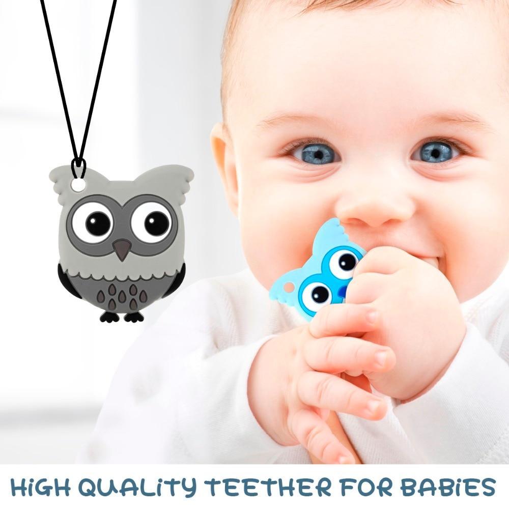 Anneaux de dentition en silicone pour bébé sans BPA, jouet de dentition chien koala chouette éléphant, perles en silicone pour enfants et bébés