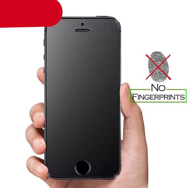 Verre mat dépoli pour iPhone 5 5s 5c SE X XS Max XR, Verre trempé 9H pour iPhone 6 6s 7 8 Plus, Étui de protection en verre, Film en verre trempé compatible avec les étuis, Protecteur d'écran en verre HD clair pour iPhone
