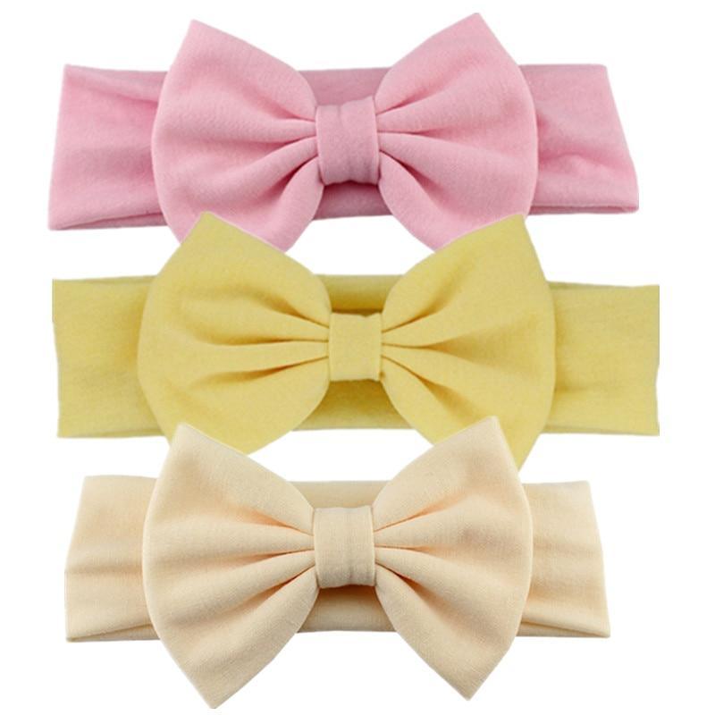Bandeau élastique en coton pour nouveau-né fille, couleur unie, nœud, bandeau pour enfant, bandeau pour bébé avec nœud pour enfants