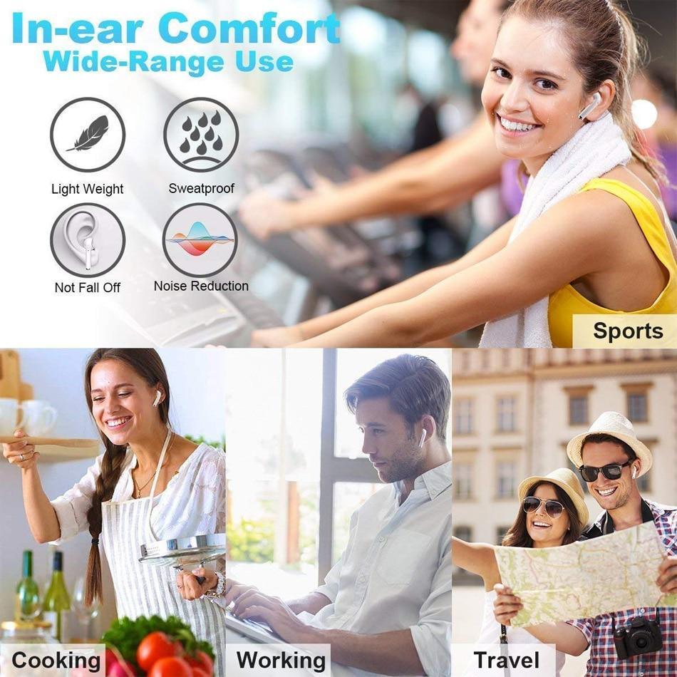 Écouteurs sans fil modernes de luxe STEVVEX Bluetooth 5.0 intra-auriculaires stéréo, oreillettes de sport, casque mains libres, appel binaural pour téléphones portables