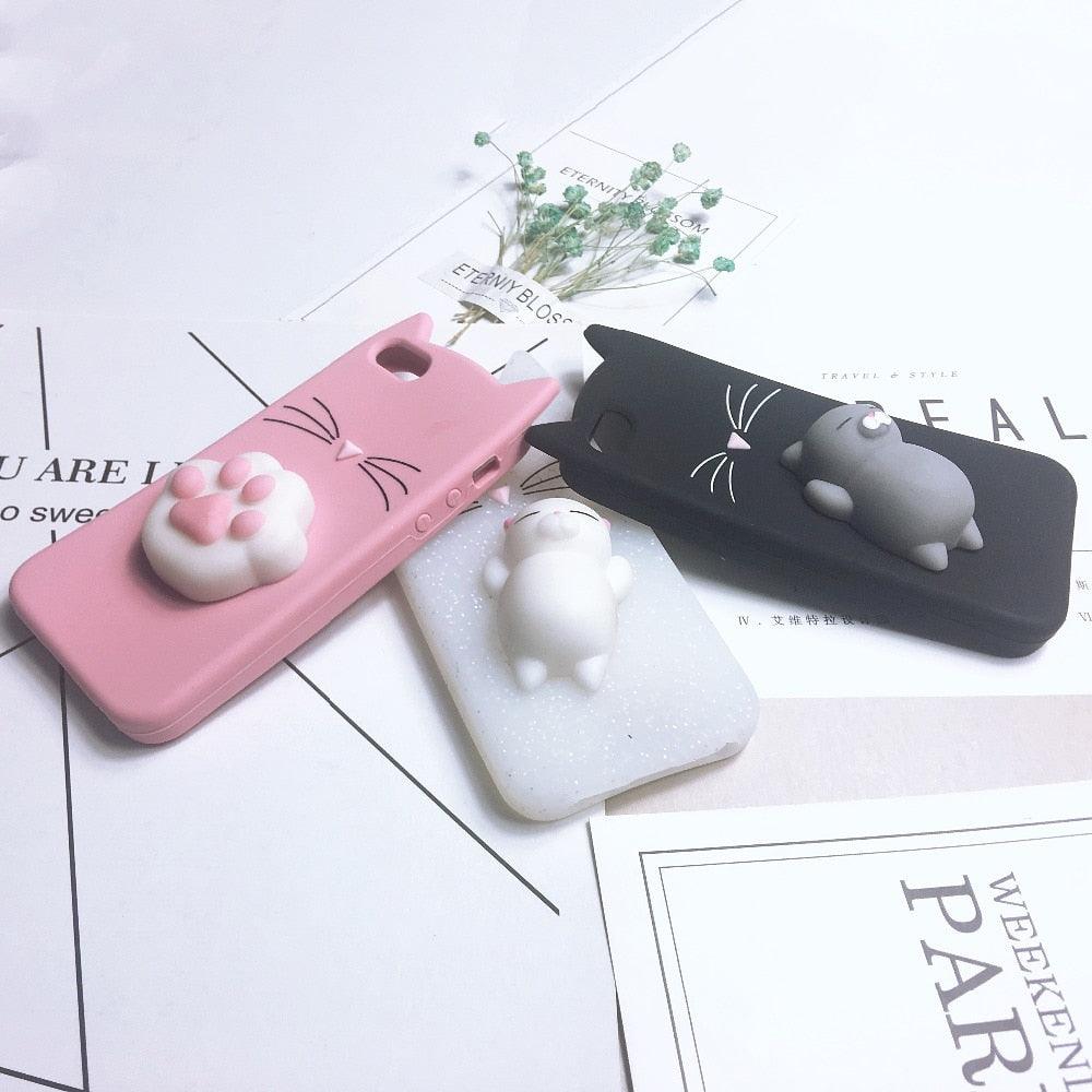 Coque de téléphone portable en silicone souple pour chat, coque arrière pour iPhone 6 6S 7 8 Plus X, motif ours mignon, coque de téléphone portable en forme de phoque 3D, étui en silicone pour iPhone 5S SE 8 Plus