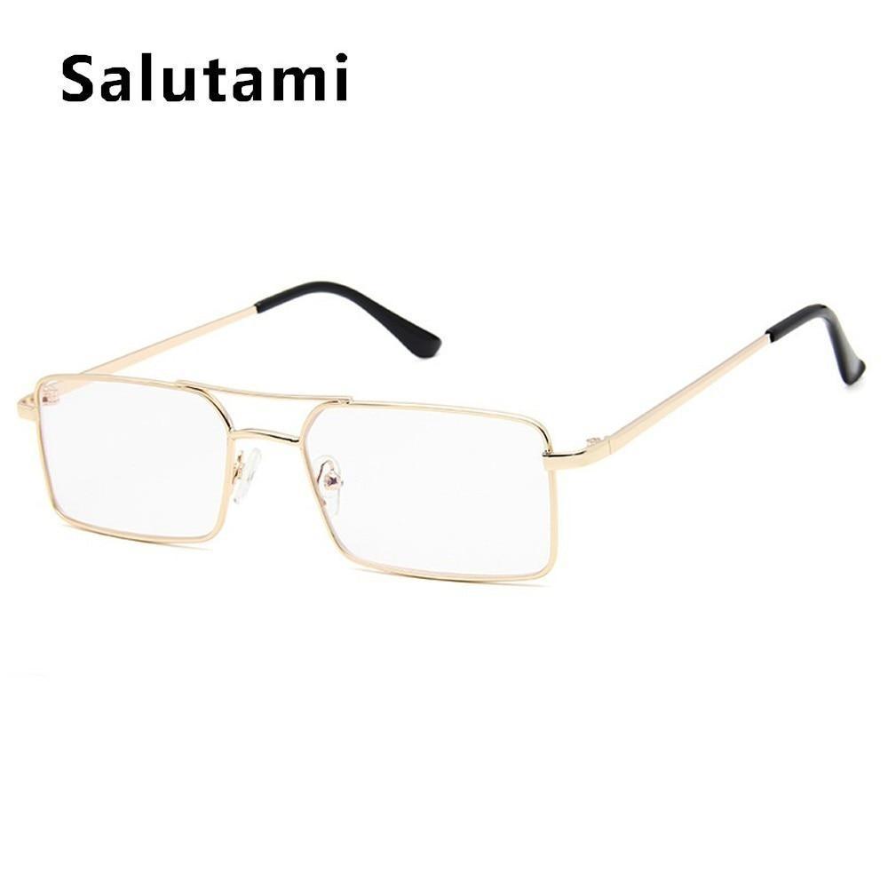 Lunettes de soleil de luxe célèbres Rétro Modernes Carrées Unisexe Homme et Femme avec petite monture en alliage métallique et double pont transparent pour homme