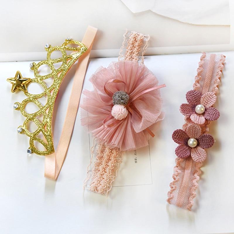 Bandeau Bébé Luxe Moderne Couronne Fleur Nœuds Bandeau Cheveux Bébé Fille Bandeaux Nouveau-né Accessoires Cheveux Bandeau Élastique Bébé