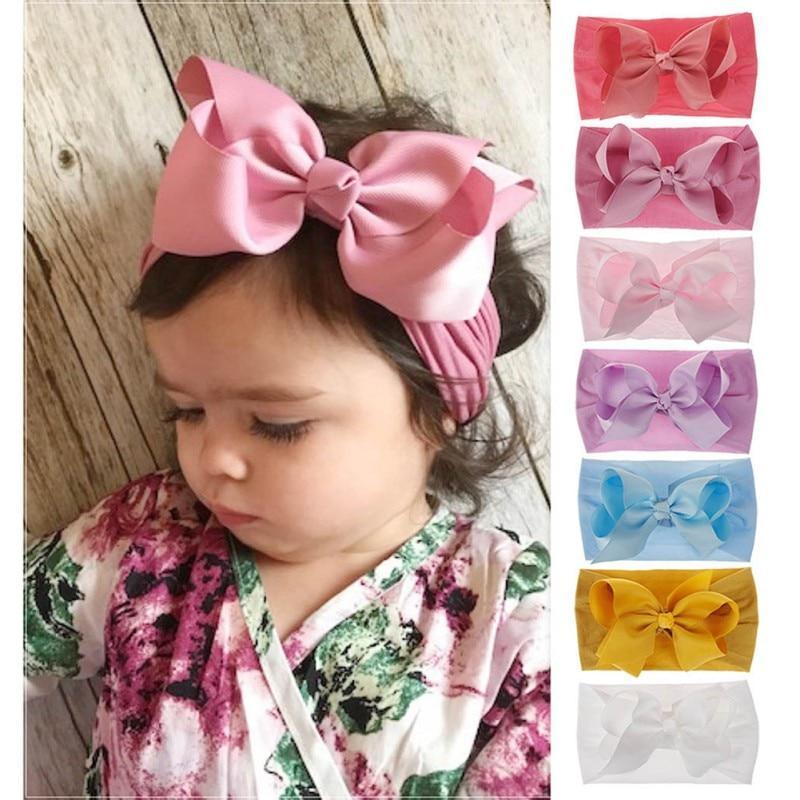 Bandeaux pour bébés filles Accessoires pour cheveux Turban Couleur unie Serre-tête Nœud Accessoires pour filles