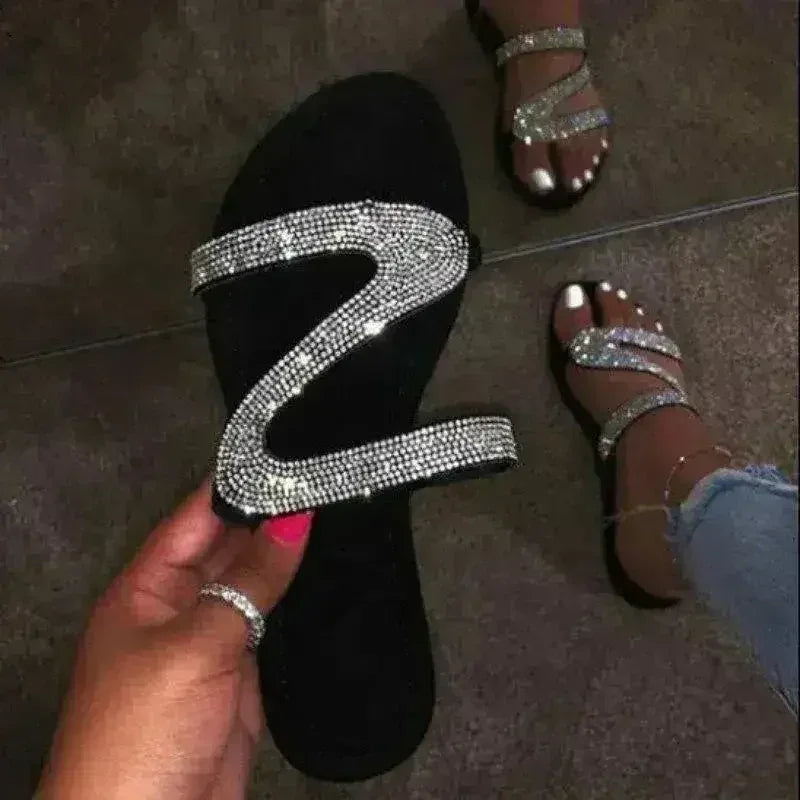 2021 Bling Bling Claquettes Femme Pantoufles pour Plage d'Été