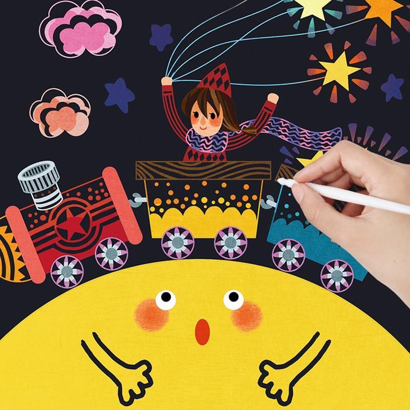 Peintures à gratter pour enfants, dessins artistiques magiques de paysages marins, jouets éducatifs pour enfants, cadeaux d'anniversaire pour garçons ou filles