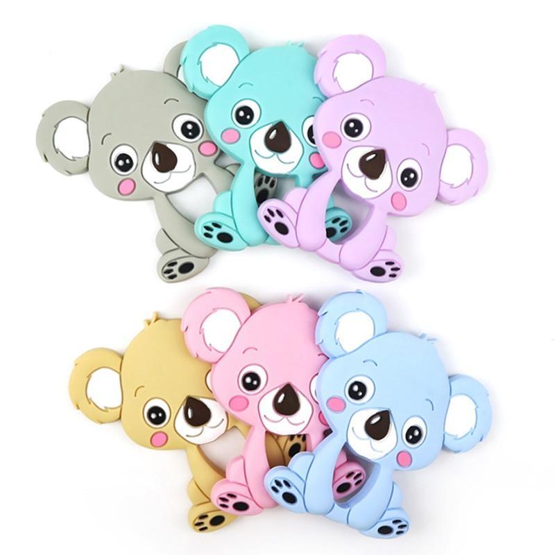 1 pièce Mignon Bébé Koala Anneau de Dentition en Silicone Jouet à Mâcher Outil d'Allaitement Pendentif en Silicone de Qualité Alimentaire