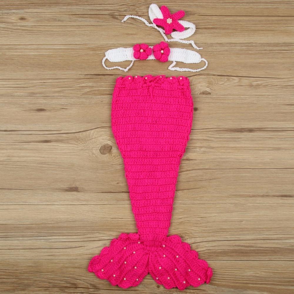 Bébé Chapeau Sirène Nouveau-né Accessoires Photographie Filles Bonnet Tricoté Crocheté Fait Main Design Princesse Moderne