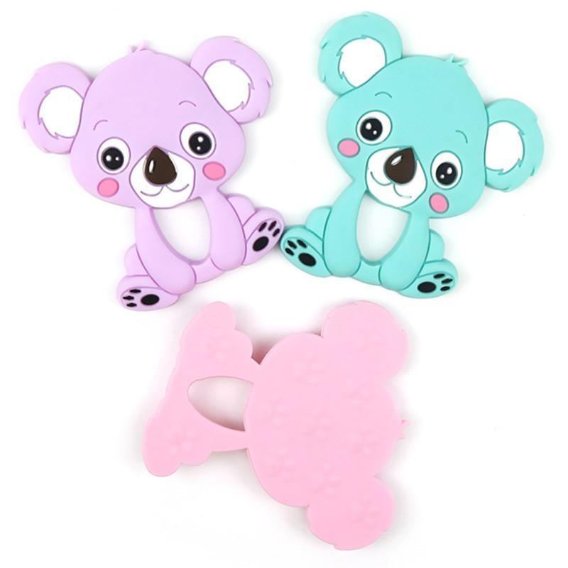 1 pièce Mignon Bébé Koala Anneau de Dentition en Silicone Jouet à Mâcher Outil d'Allaitement Pendentif en Silicone de Qualité Alimentaire