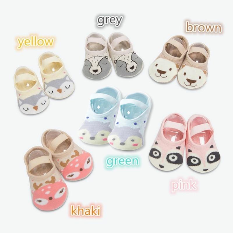 Chaussettes mignonnes antidérapantes respirantes en coton à motif dessin animé pour bébés filles et garçons, extensibles, pour la maison