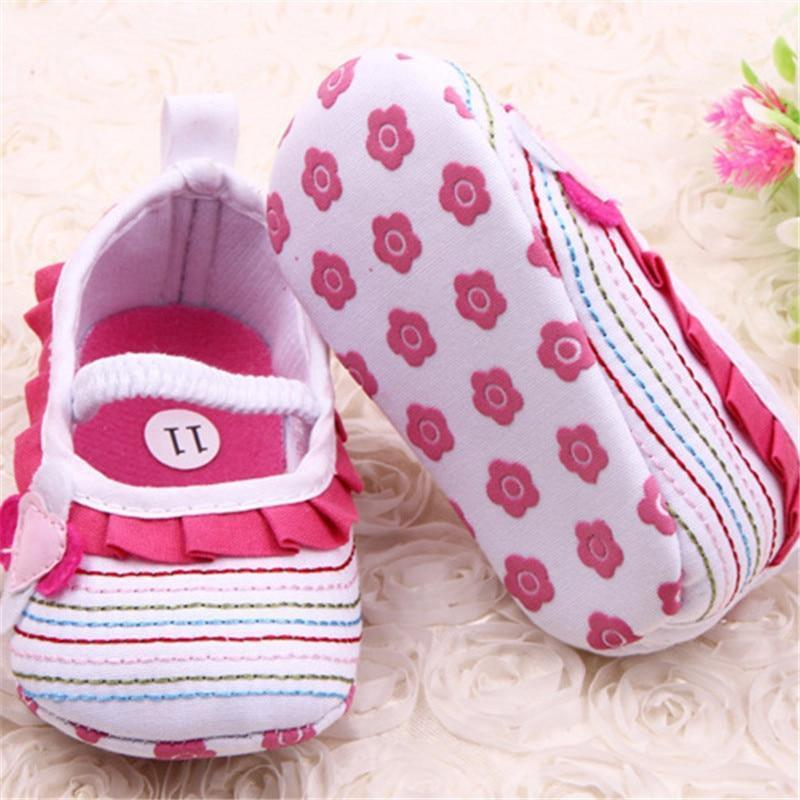 Chaussures Bébé Fleur Volants Premiers Pas Tout-Petits Semelle Souple Patchwork Enfants Confortables Pré-Marcheurs Chaussure