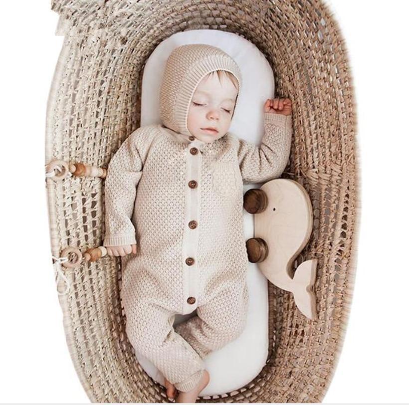 Barboteuse Fille Faite Main Tricotée Vêtements Bébé Naissance Barboteuse Avec Chapeau Combinaison Bébé Tout-Petit Pour Garçons Et Filles Combinaison Chaude Pour L'Hiver