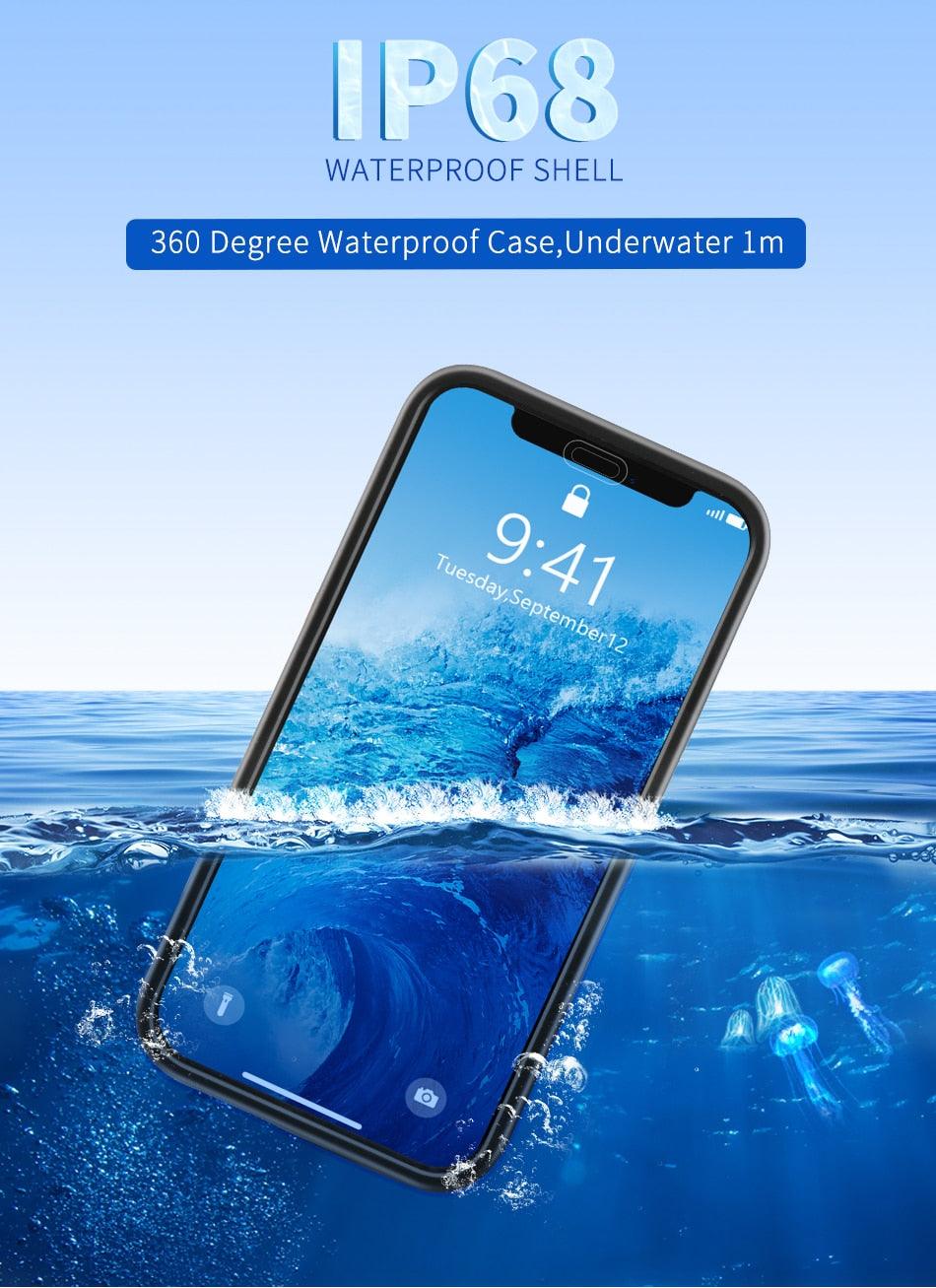 Étui sous-marin pour iPhone, coque antichoc, étanche pour la plongée, pour iPhone 12, 11 Pro Max, XS MAX, XR. Coque intégrale antichoc pour iPhone 12 Pro Max avec protecteur d'écran anti-poussière pour iPhone.