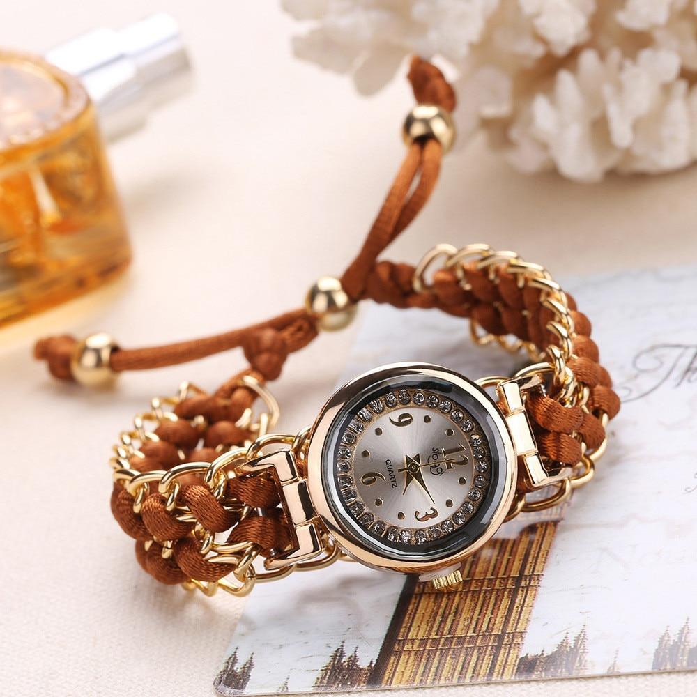 Montres Bracelets Faits à la Main pour Femmes Perles Corde Tricotées Montres-Bracelets Réglables Cadeau Pour Femmes, Dames et Filles