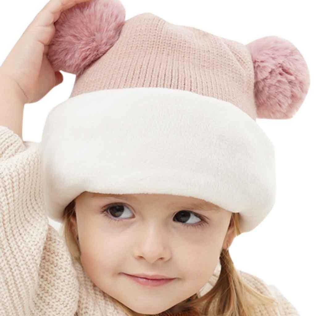 Nouveaux Bonnets d'Hiver Modernes pour Enfants Oreilles Filles Garçons Ensemble Écharpe Chaud Bébé Tricoté Bonnet Mignon pour l'Hiver pour Garçons et Filles